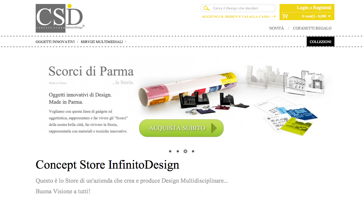 Conceptstore infinitodesign tutto made in italy per for Prodotti di design